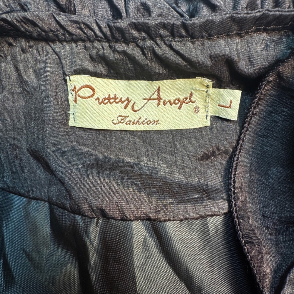 Pretty Angel Coat Women's Large Brown Silk Blend Ruffled Victorian Romantic - Picture 4 of 10